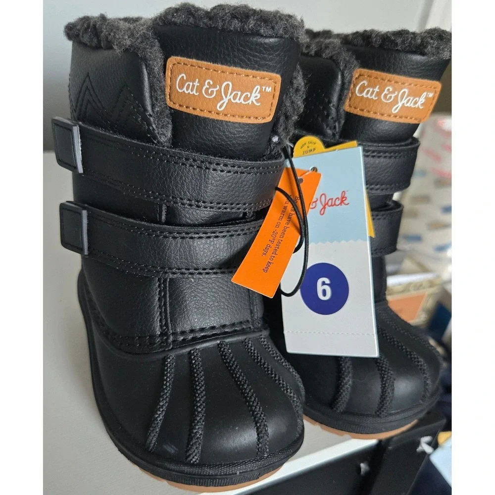 Cat & Jack Denver Toddler Black Waterproof Winter Snow Boots Size 6 -20F Rated